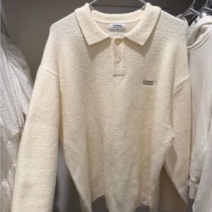 Covernat Unisex Mohair Collar Knit Ivory - XL